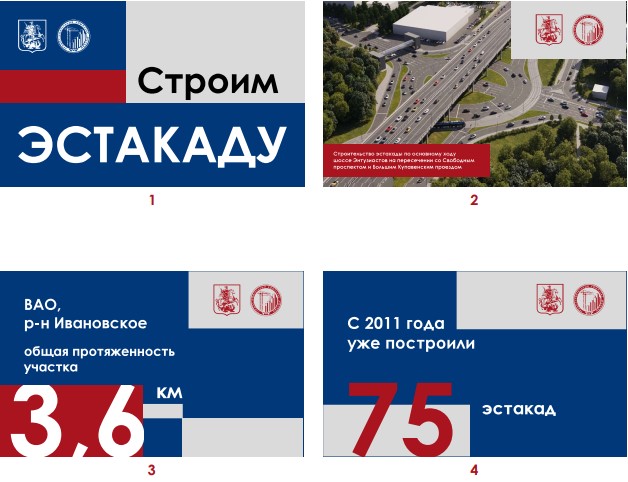 Примеры оформления секций ограждений при строительстве эстакад по программе, Градостроительный комплекс
