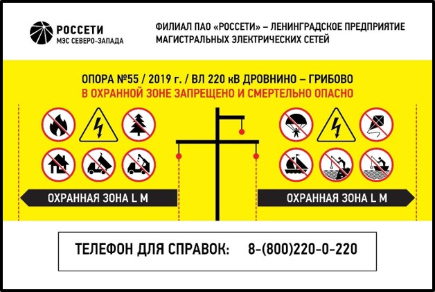 9.2. Информационный знак Россети совмещенный с предупреждающим знаком